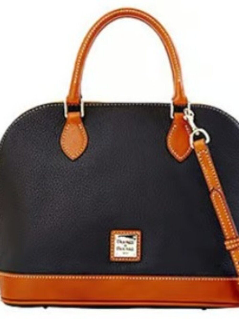 New Dooney & Bourke Pebble Leather Zip Satchel Black
